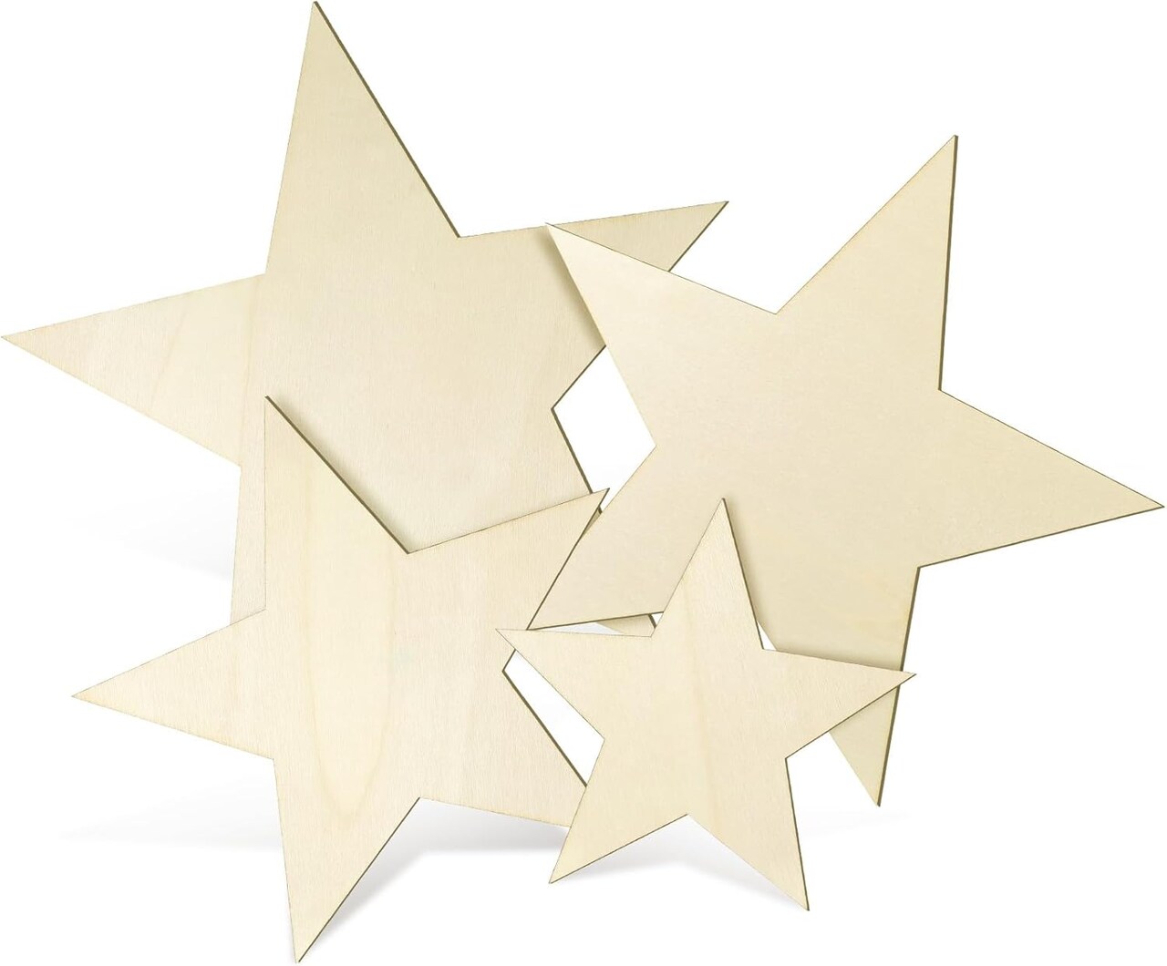 30-Piece Wooden Star Cutouts Set – 4 Sizes Unfinished Wood Stars for DIY Crafts, Veterans Day, Classroom & Home Decoration Projects
